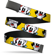 Web Belt Blank Black Buckle - Animaniacs Wakko See Hear Speak No Evil Poses Yellow Webbing Web Belts Animaniacs   