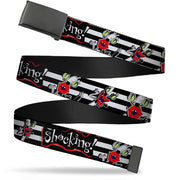 Black Buckle Web Belt - Oblina Poses SHOCKING! Stripe Black/White Webbing Web Belts AAAHH!!! REAL MONSTERS