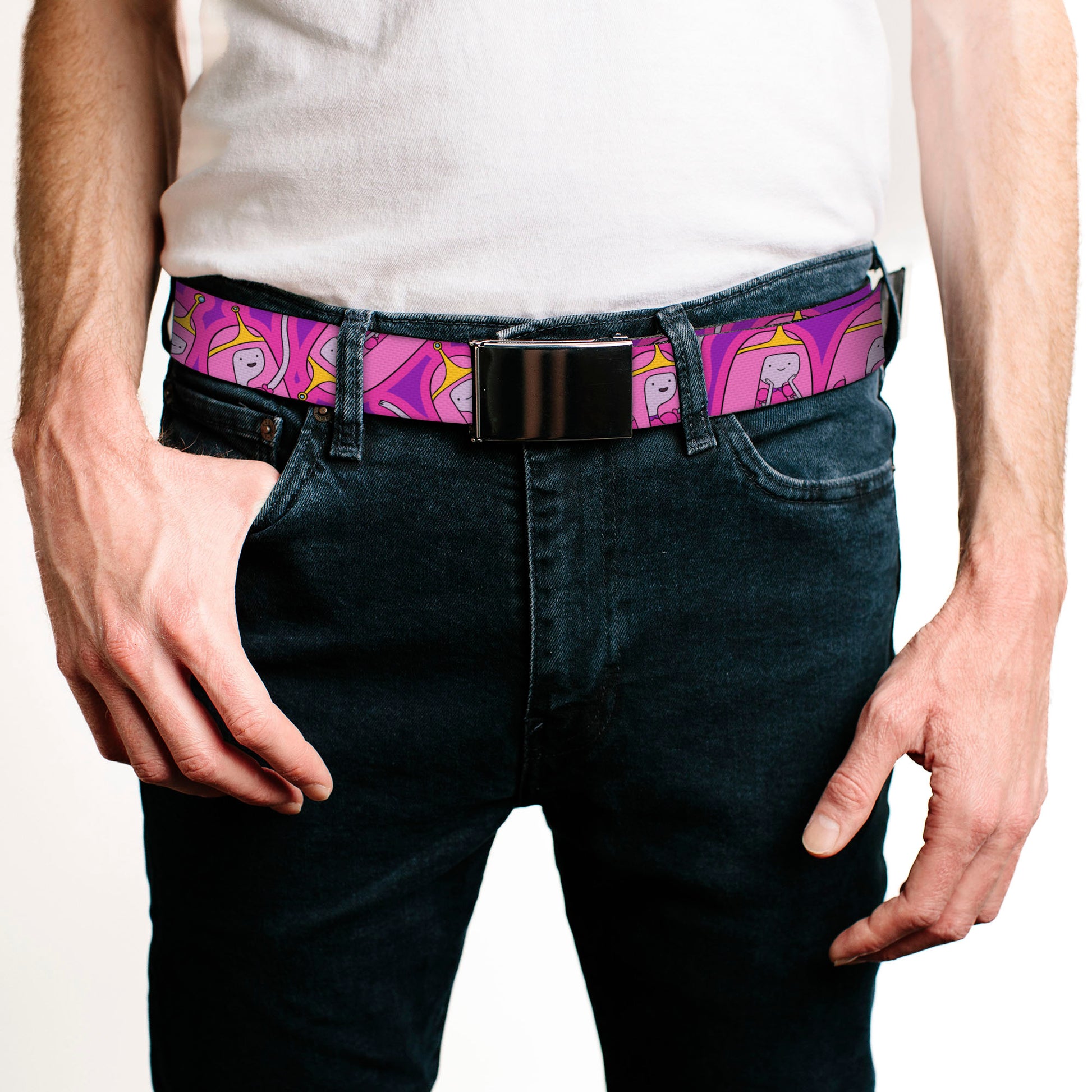 Web Belt Blank Black Buckle - Adventure Time Princess Bubblegum Poses Collage Lavender Webbing Web Belts Adventure Time