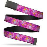 Web Belt Blank Black Buckle - Adventure Time Princess Bubblegum Poses Collage Lavender Webbing Web Belts Adventure Time