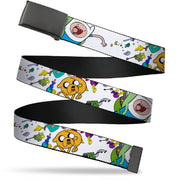 Web Belt Blank Black Buckle - Adventure Time Jake and Finn Open Pack Pose White Webbing Web Belts Adventure Time
