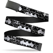 Black Buckle Web Belt - Batman Outlines Black/White Webbing Web Belts DC Comics   