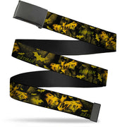 Black Buckle Web Belt - JUSTICE LEAGUE-BATMAN Bats Scattered Black/Yellows Webbing Web Belts DC Comics   