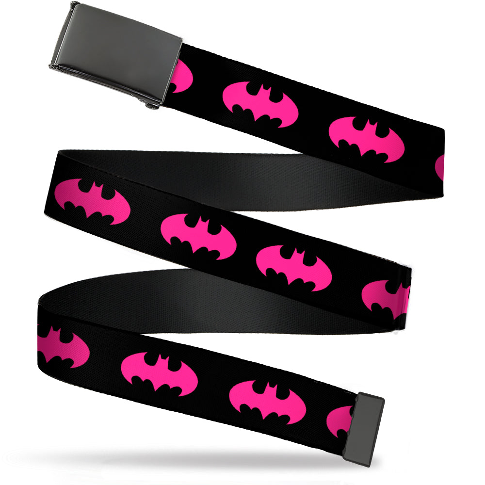 Web Belt Blank Black Buckle - Batman Signal Black/Fuchsia Webbing Web Belts DC Comics   