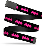 Web Belt Blank Black Buckle - Batman Signal Black/Fuchsia Webbing Web Belts DC Comics   
