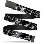 Web Belt Blank Black Buckle - Batman THE DARK KNIGHT and Joker Smiling Sketch Close-Ups Black/White Webbing Web Belts DC Comics   