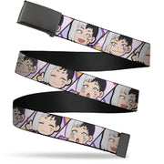 Web Belt Blank Black Buckle - Dr. Stone Chibi Gen Asagiri Expression Blocks Webbing Web Belts Dr. Stone