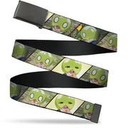 Web Belt Blank Black Buckle - DR. STONE Title Logo and Suika Pose Blocks Webbing Web Belts Dr. Stone