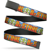Web Belt Blank Black Buckle - DR. STONE Title Logo and Suika Surprised Pose Blues Webbing Web Belts Dr. Stone