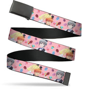 Web Belt Blank Black Buckle - Fruits Basket Kyo and Yuki Easter Themed Animage Poster Pose Pink Webbing Web Belts Fruits Basket