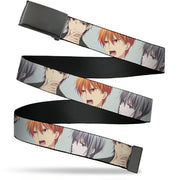Web Belt Blank Black Buckle - Fruits Basket Kyo Yuki Shigure Group Faces Mint Green Webbing Web Belts Fruits Basket