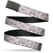 Web Belt Blank Black Buckle - Fruits Basket Chibi Yuki Soma and Rat Scattered Beige/Gray Webbing Web Belts Fruits Basket