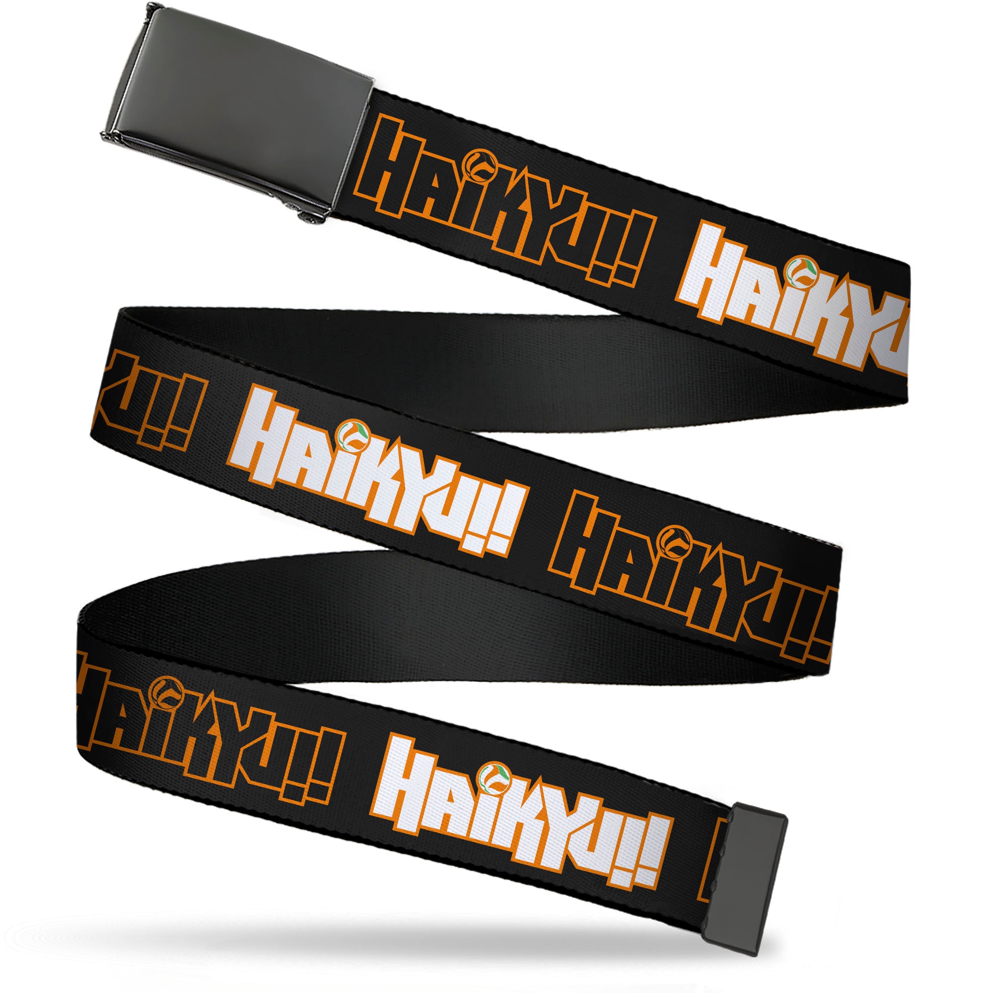 Web Belt Blank Black Buckle - HAIKYU Title Logos Black/Orange/White Webbing Web Belts Haikyu!!
