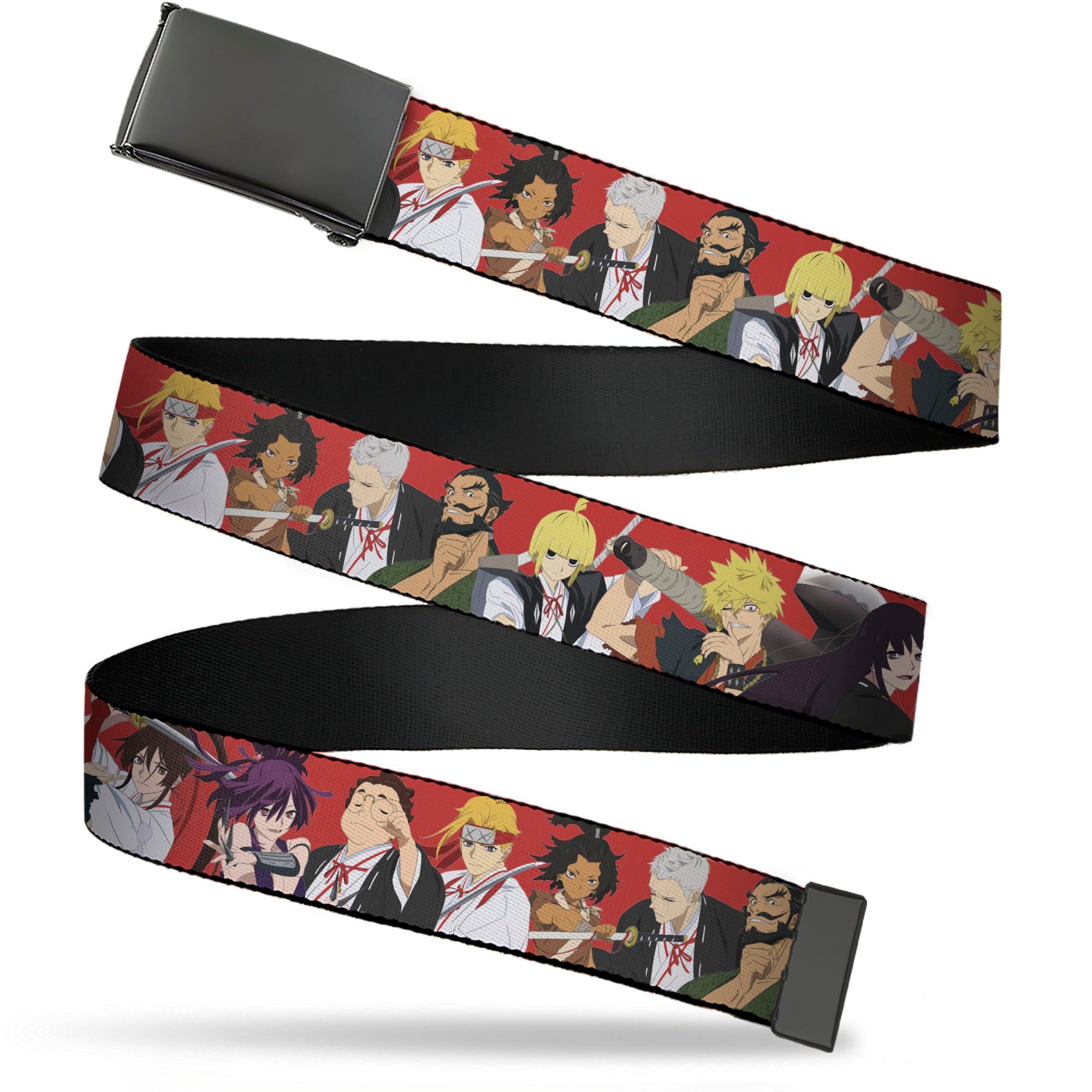 Web Belt Blank Black Buckle - Hell's Paradise Convicts and Yamada Clan Characters Red Webbing Web Belts Hell's Paradise