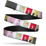 Web Belt Blank Black Buckle - Hell's Paradise Tensen Character Pose Blocks White/Multi Color Webbing Web Belts Hell's Paradise