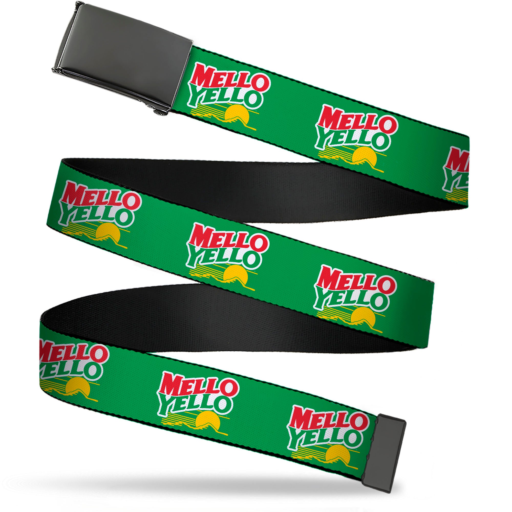 Web Belt Clamp Buckle - MELLO YELLO Logo Green/White/Red/Yellow Webbing Web Belts Coca-Cola