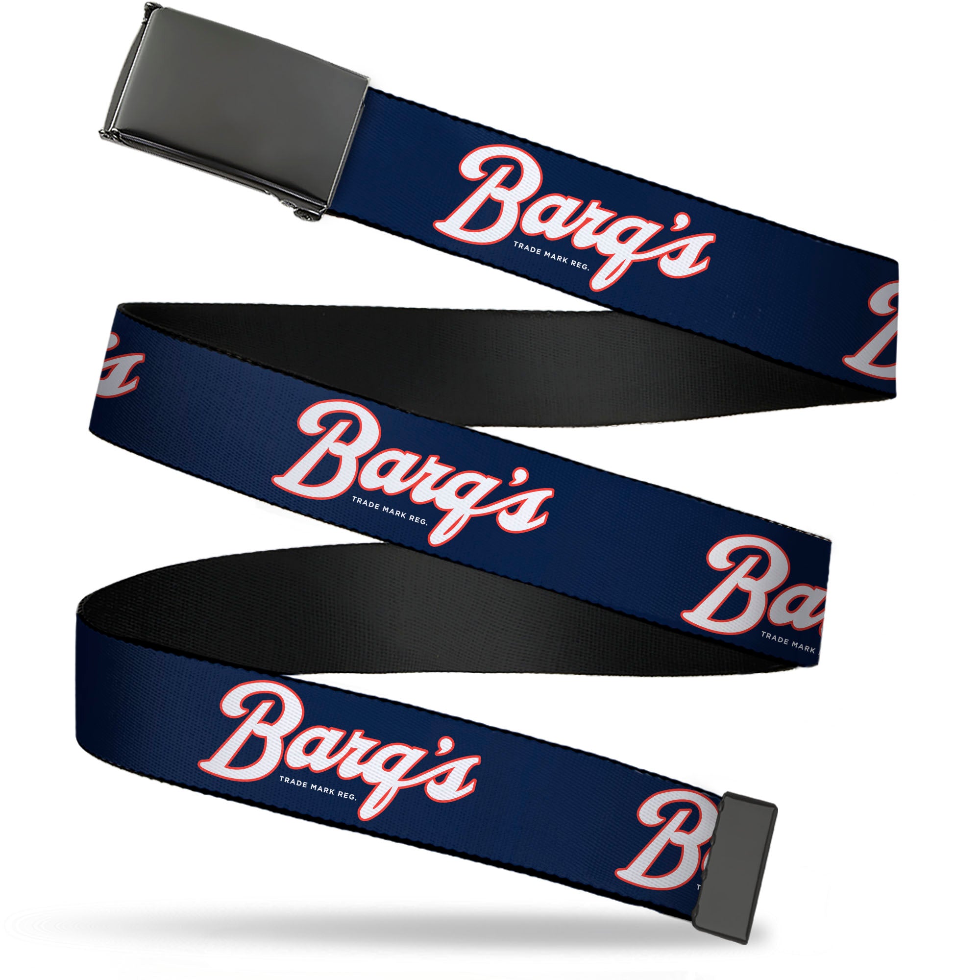 Web Belt Blank Black Buckle - BARQ'S Vintage Logo Navy/Red/White Webbing Web Belts Coca-Cola
