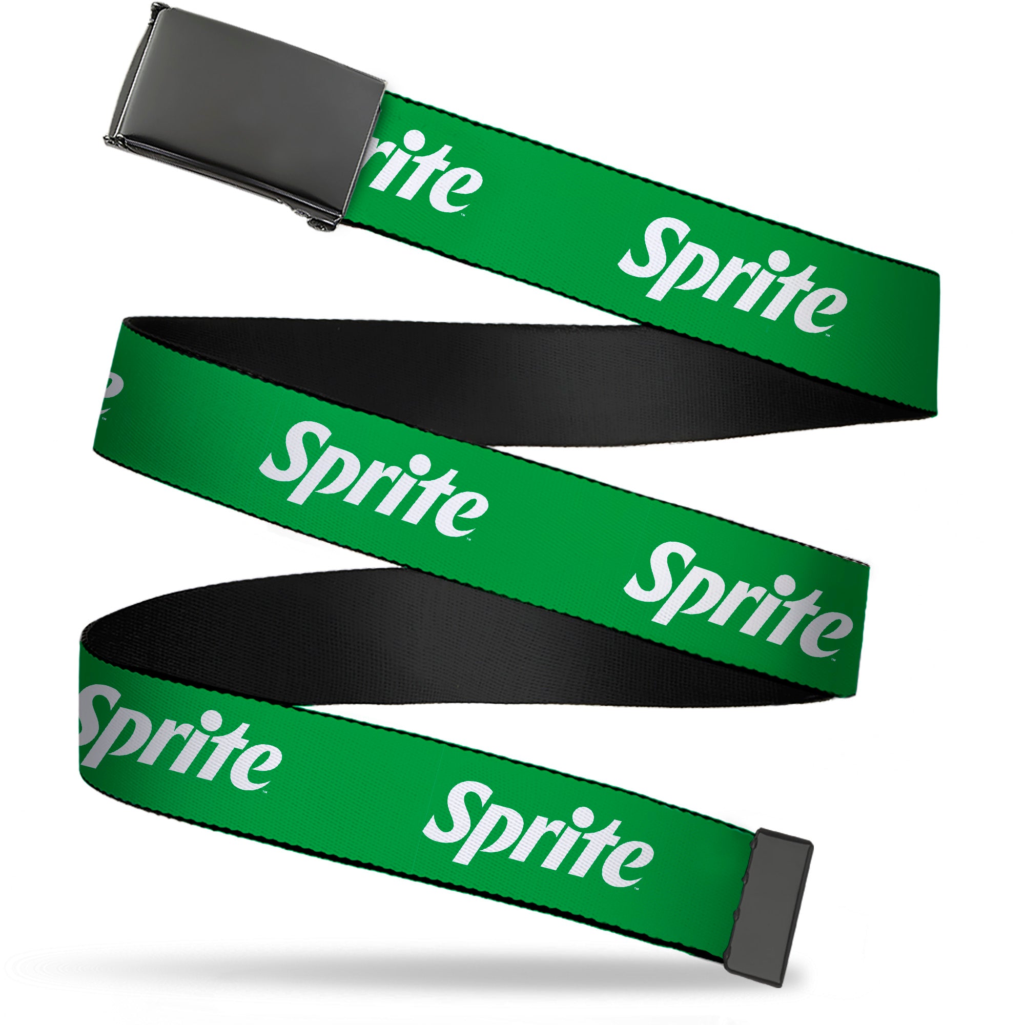 Web Belt Blank Black Buckle - SPRITE Logo Green/White Webbing Web Belts Coca-Cola