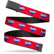 Web Belt Blank Black Buckle - FANTA Logo Strawberry Red/Blue/White Webbing Web Belts Coca-Cola