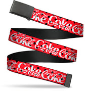 Web Belt Clamp Buckle - DRINK COCA-COLA COKE Polka Dot Red/Black/White Webbing Web Belts Coca-Cola