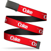 Web Belt Clamp Buckle - Coca-Cola ENJOY COKE Text Logo Red/White Webbing Web Belts Coca-Cola