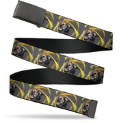 Web Belt Blank Black Buckle - My Hero Academia Hizashi Yamada Present Mic Screaming Pose Gray Webbing Web Belts My Hero Academia
