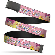 Web Belt Blank Black Buckle - Candy Land CANDY CUTE Princess Lolly Pose Pink Webbing Web Belts Candy Land