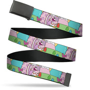 Web Belt Blank Black Buckle - Candy Land Jolly Laughing Pose and Gum Drops Multi Color Webbing Web Belts Candy Land
