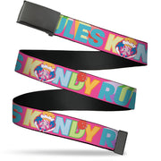 Web Belt Blank Black Buckle - Candy Land KANDY RULES King Kandy Face Red/Multi Color Webbing Web Belts Candy Land