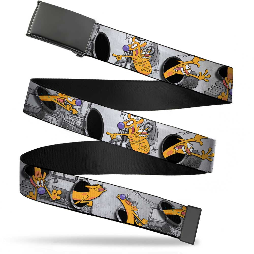 Black Buckle Web Belt - CatDog House Poses Grays Webbing Web Belts CatDog