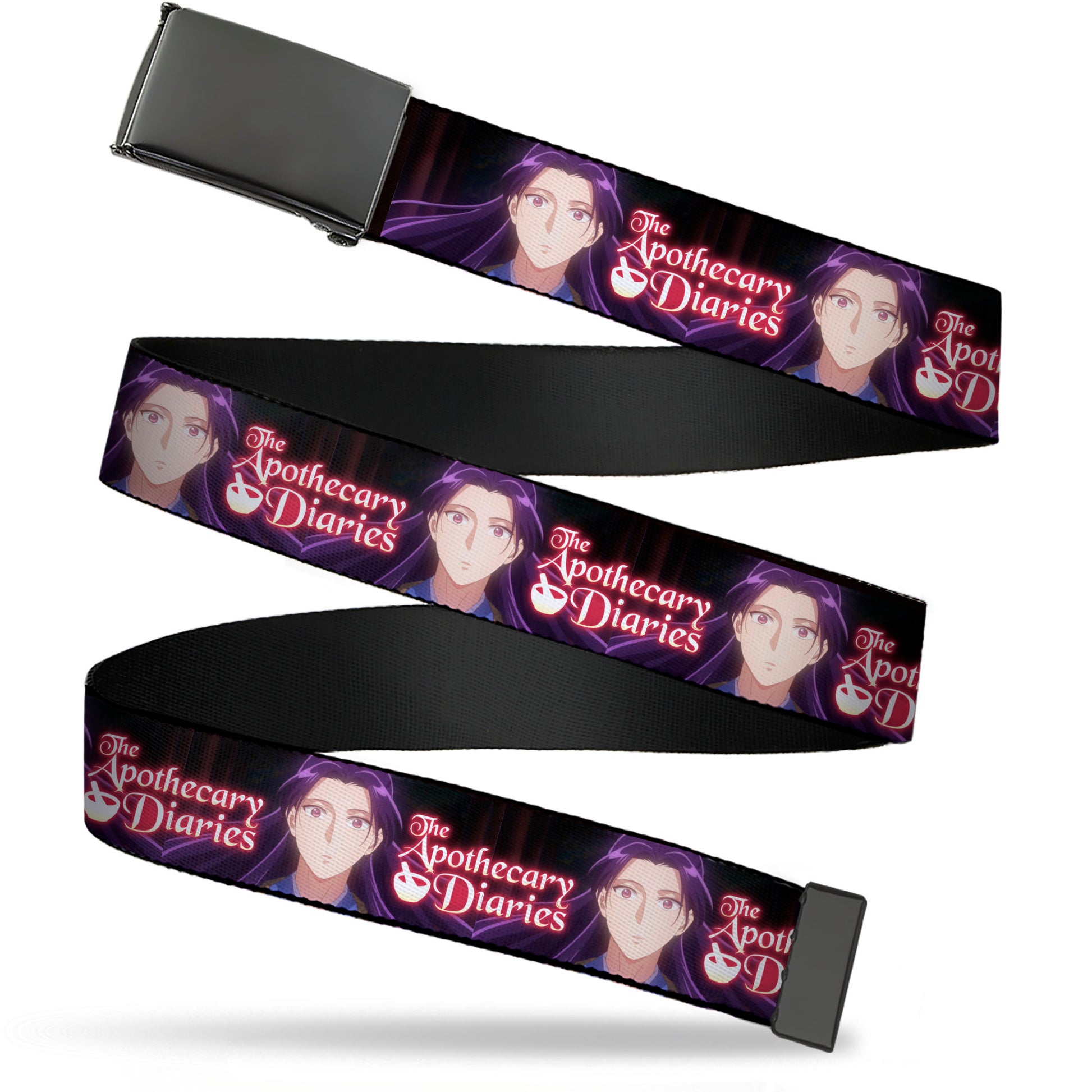 Web Belt Blank Black Buckle - THE APOTHECARY DIARIES Jinshi Pose and Title Logo Black Webbing Web Belts The Apothecary Diaries