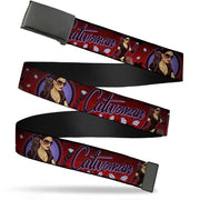 Web Belt Blank Black Buckle - CATWOMAN Bombshell Pose/Diamonds Red/Purple/Black Webbing Web Belts DC Comics