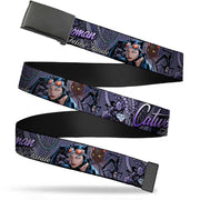 Black Buckle Web Belt - CATWOMAN-NINE LIVES OF A FELINE FATALE Pose2/Jewelry/Black Cat Purples Webbing Web Belts DC Comics   