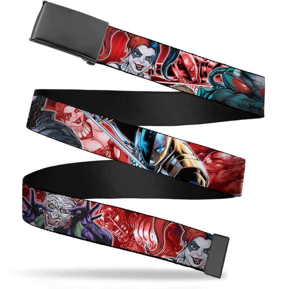 Black Buckle Web Belt - 5-Suicide Squad Villains Group Reds Webbing Web Belts DC Comics   