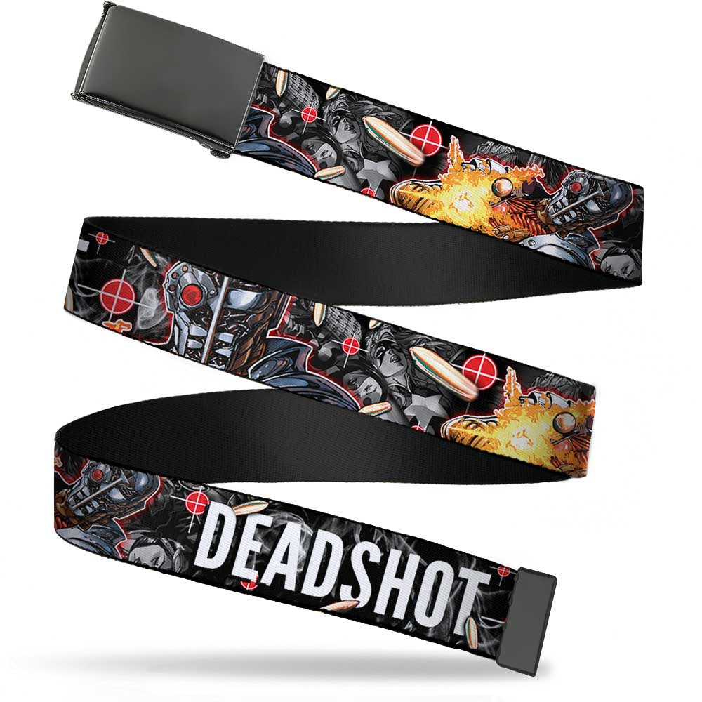 Black Buckle Web Belt - DEADSHOT Face/Pose/Targets/Bullets Webbing Web Belts DC Comics   