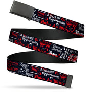 Web Belt Blank Black Buckle - Dungeons and Dragons DRAGON MASTER Collage Black/Red/White Webbing Web Belts Dungeons & Dragons