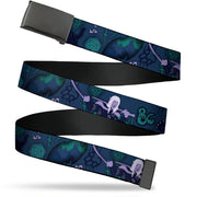 Web Belt Blank Black Buckle - Dungeons & Dragons Drizzt and Guenhwyvar with Icons Blues/Purples Webbing Web Belts Dungeons & Dragons