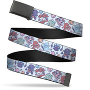 Web Belt Blank Black Buckle - Dungeons & Dragons Icons Doodle White/Multi Color Webbing Web Belts Dungeons & Dragons