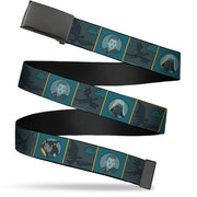 Web Belt Blank Black Buckle - Dungeons & Dragons Ampersand Icon and Character Blocks Greens Webbing Web Belts Dungeons & Dragons