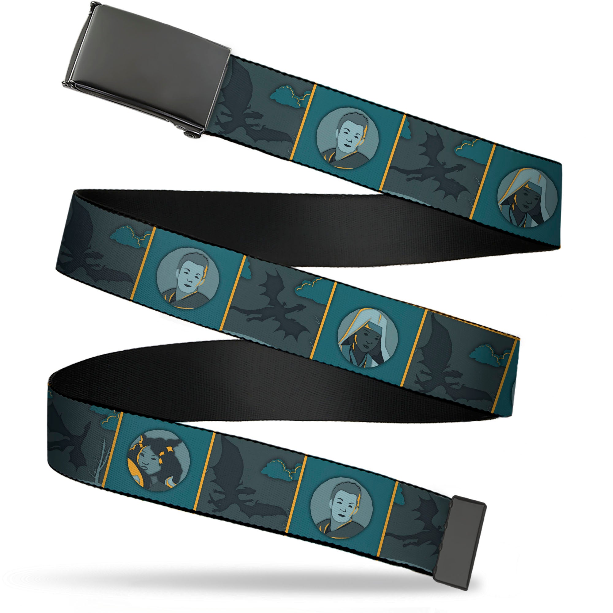 Web Belt Blank Black Buckle - Dungeons & Dragons Ampersand Icon and Character Blocks Greens Webbing Web Belts Dungeons & Dragons