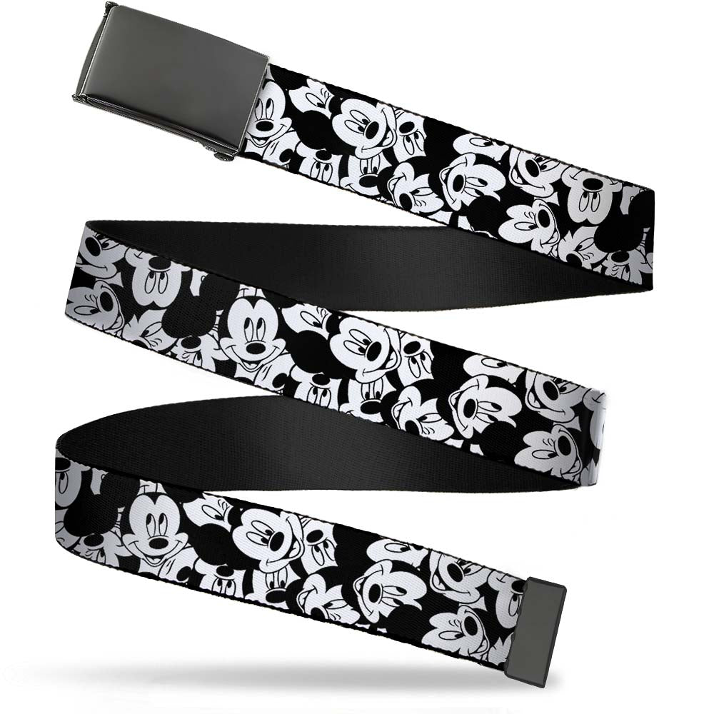 Web Belt Blank Black Buckle - Mickey Mouse Expressions Stacked White/Black Webbing