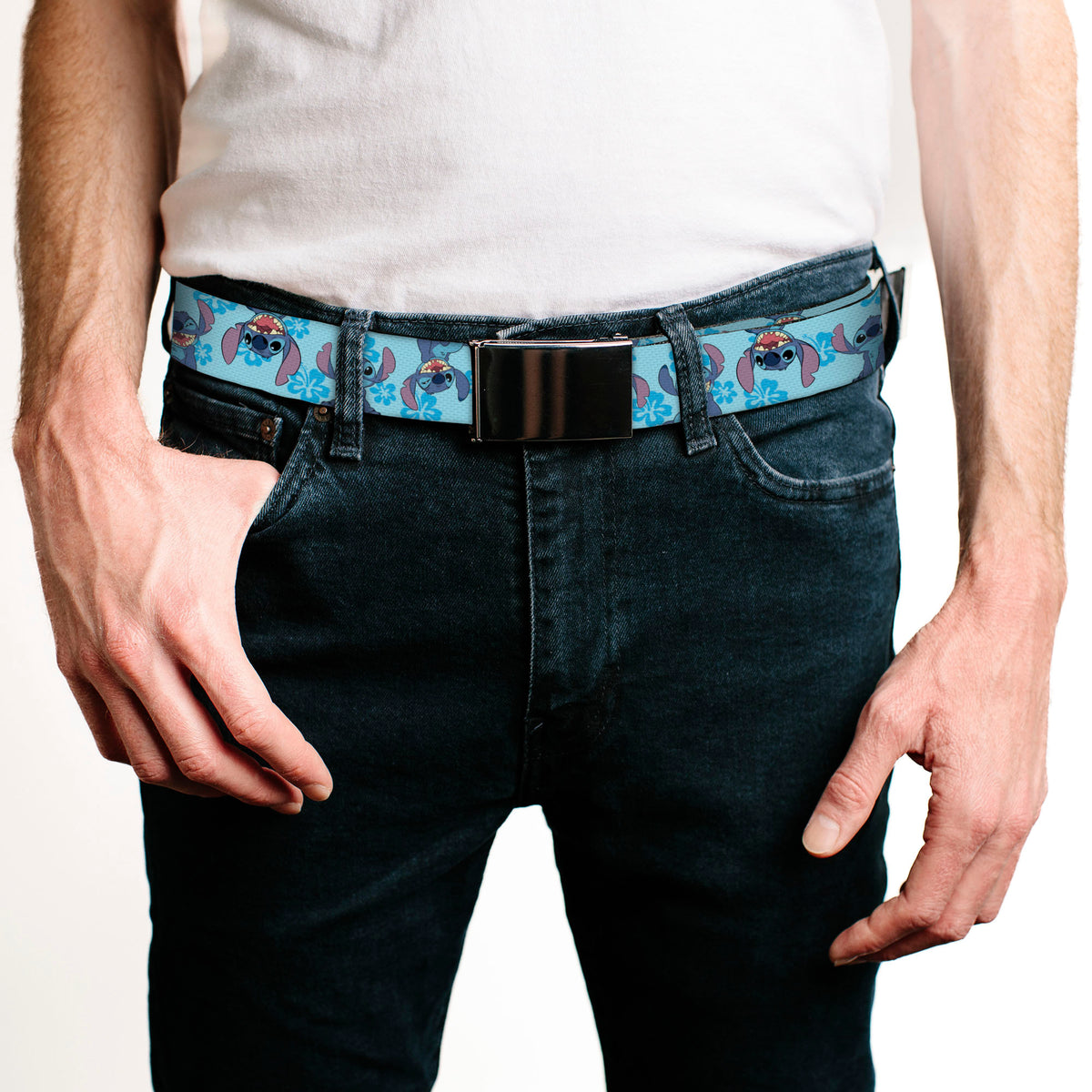 Web Belt Blank Black Buckle - Lilo and Stitch Stitch Expressions Flip Blues Webbing Web Belts Disney