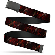 Web Belt Blank Black Buckle - Freddy 4-Poses/Quote Scrawls/Hand Scratching Reds/Black Webbing Web Belts A Nightmare on Elm Street