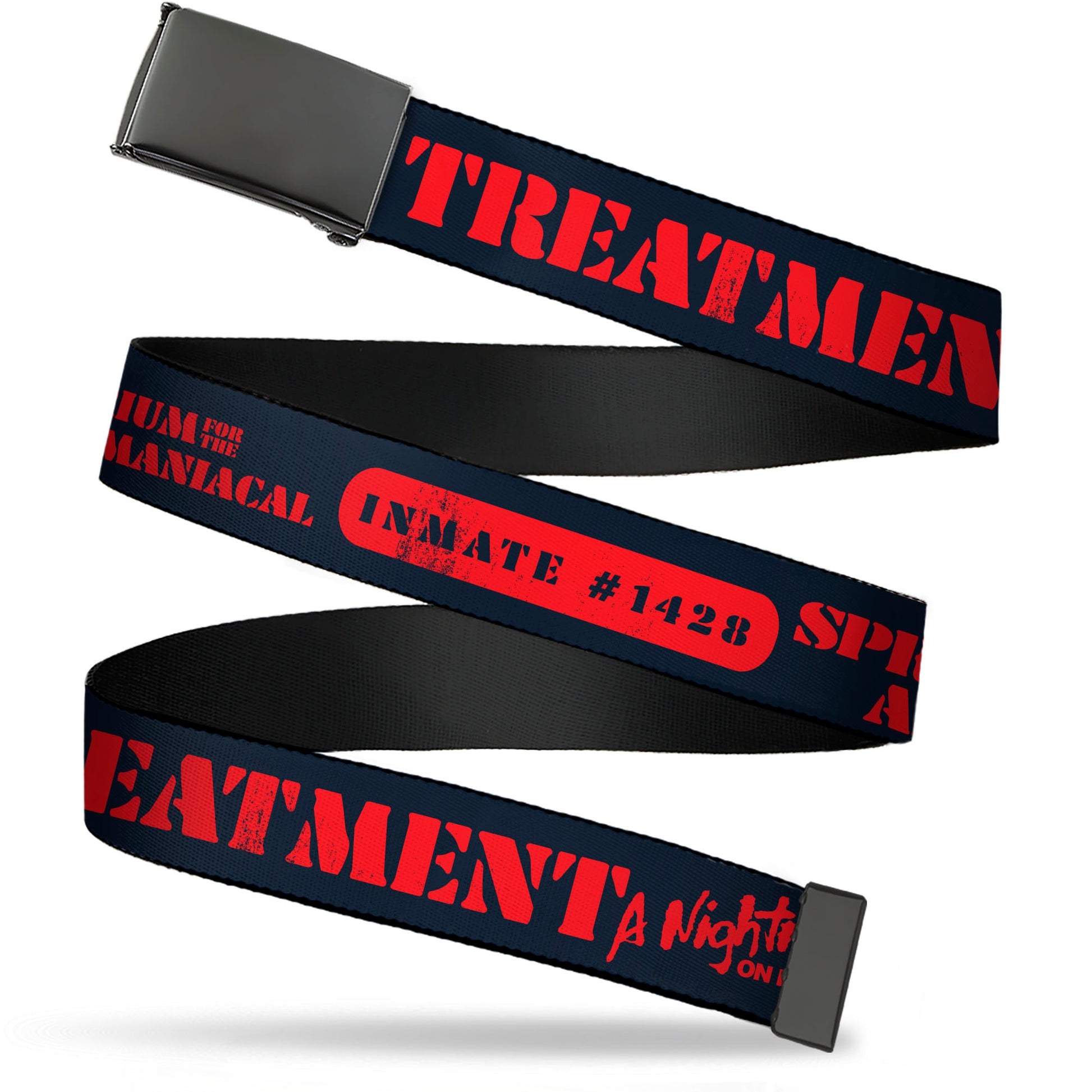 Web Belt Blank Black Buckle - A Nightmare on Elm Street Asylum Icons Collage Black/Red Webbing Web Belts A Nightmare on Elm Street