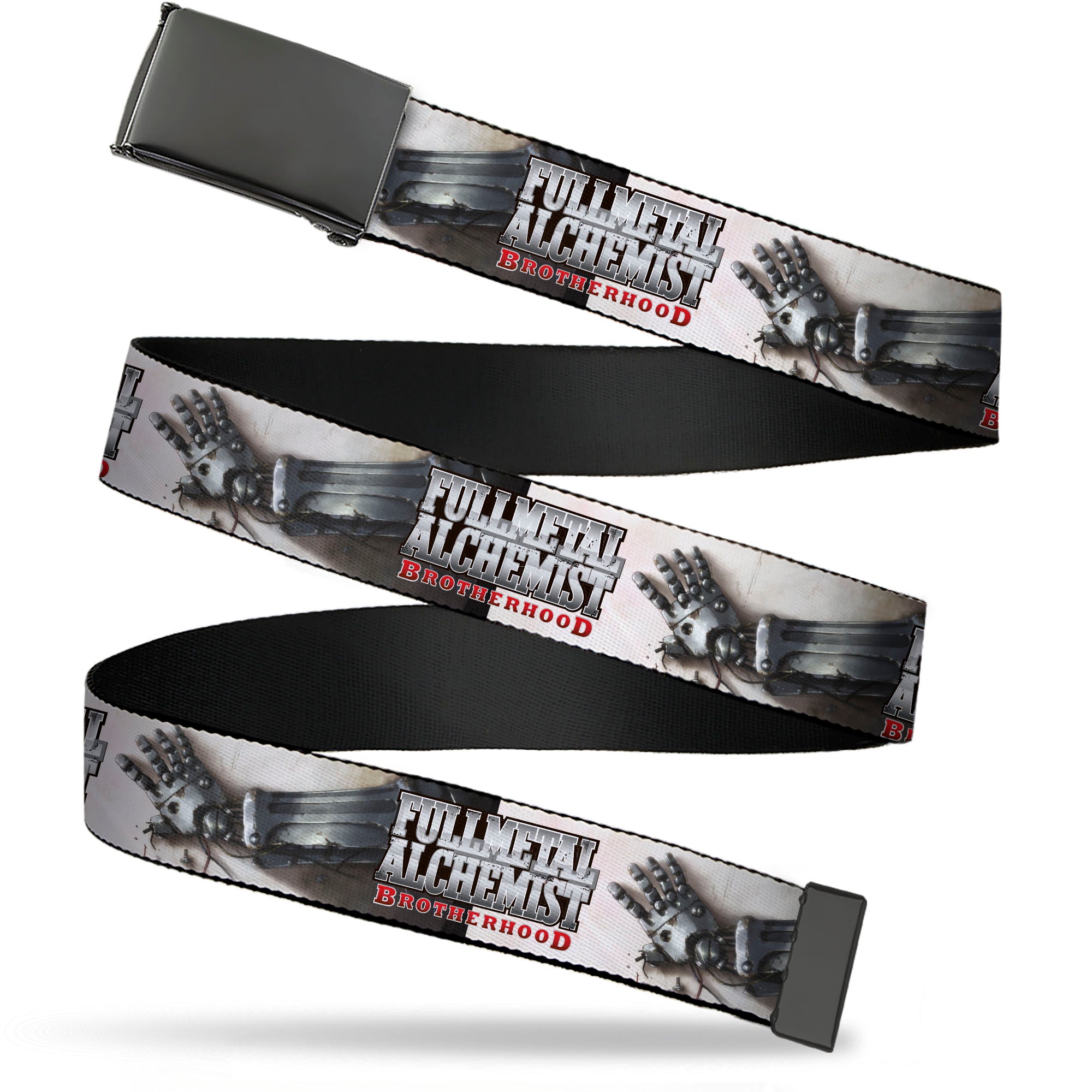 Web Belt Blank Black Buckle - FULLMETAL ALCHEMIST BROTHERHOOD Edward Elrics Automail Arm Tan Webbing Web Belts Fullmetal Alchemist