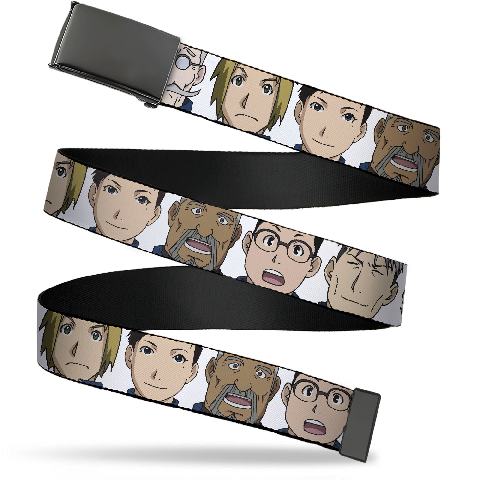 Web Belt Blank Black Buckle - Fullmetal Alchemist Brotherhood Central Forces Military Personnel Faces White Webbing Web Belts Fullmetal Alchemist