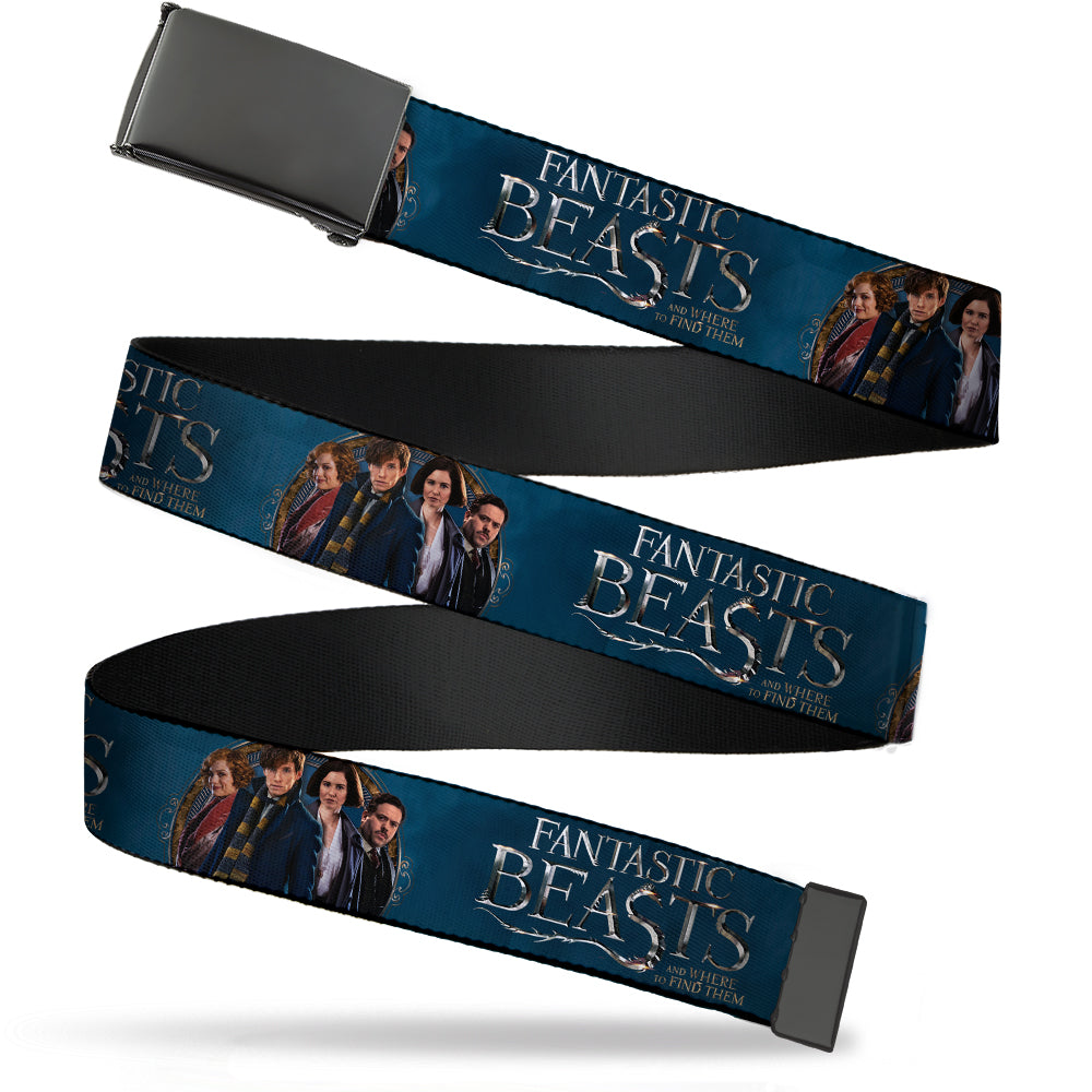 Black Buckle Web Belt - FANTASTIC BEASTS AND WHERE TO FIND THEM 4-Character Pose Blues/Silver/Golds Webbing Web Belts Fantastic Beasts and Where to Find Them