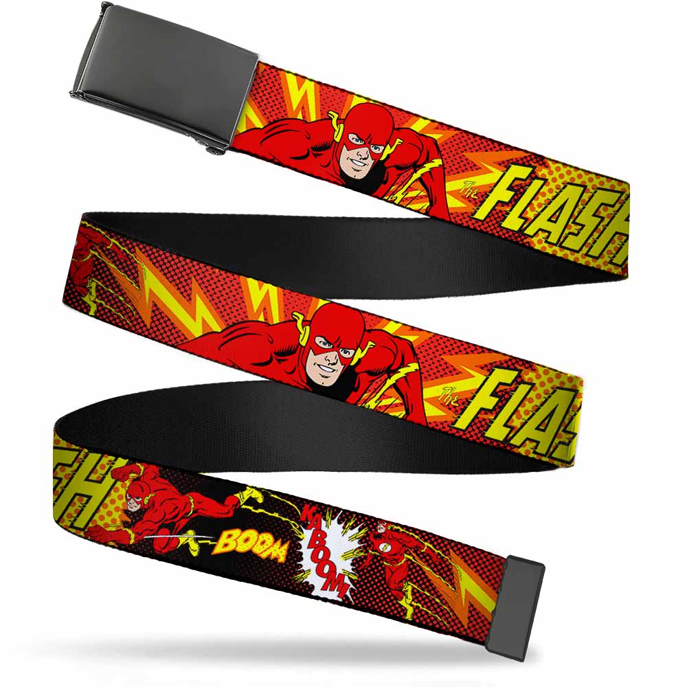 Black Buckle Web Belt - The Flash BOOM-KABOOM! Webbing Web Belts DC Comics   