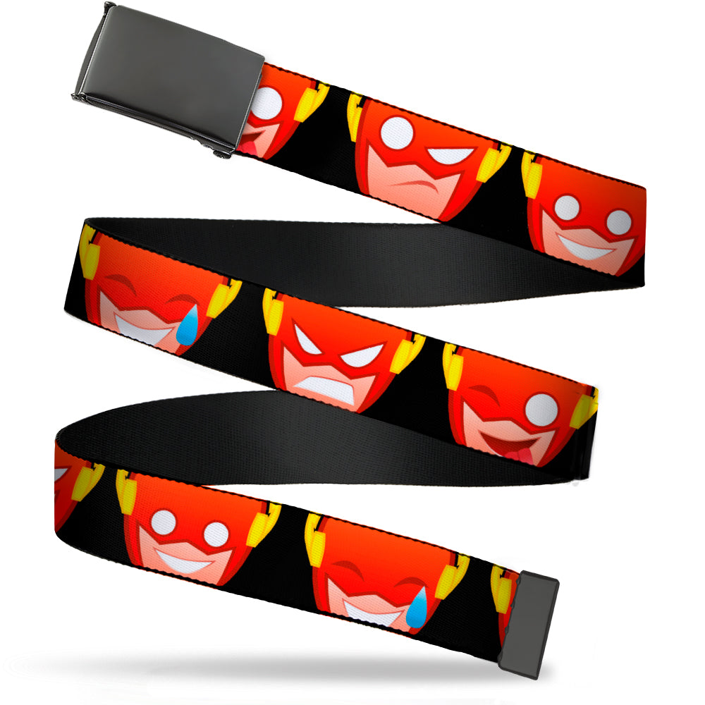 Web Belt Blank Black Buckle - The Flash 5-Emoji Expressions Black Webbing Web Belts DC Comics   