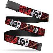 Web Belt Blank Black Buckle - FRIDAY THE 13th/Jason Mask4/Axe Blood Splatter Black/Red/White Webbing Web Belts Friday the 13th